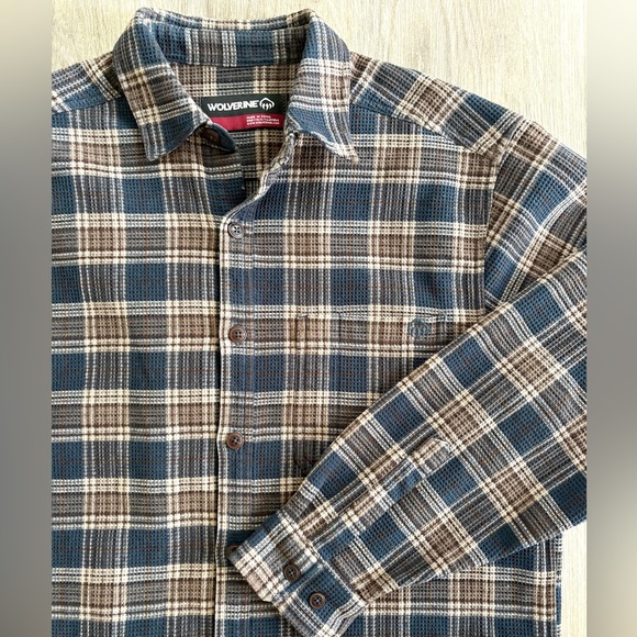 Wolverine Other - Wolverine Heavyweight Shirt Men's Large Brown Plaid Long Sleeve Button Down
